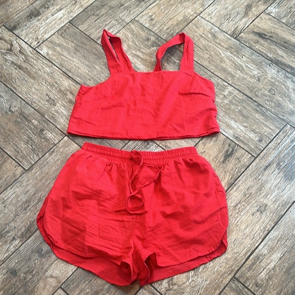 Buddy Love Nova Set Shorts Bottoms Linen Cotton red Women’s small - Picture 2 of 8
